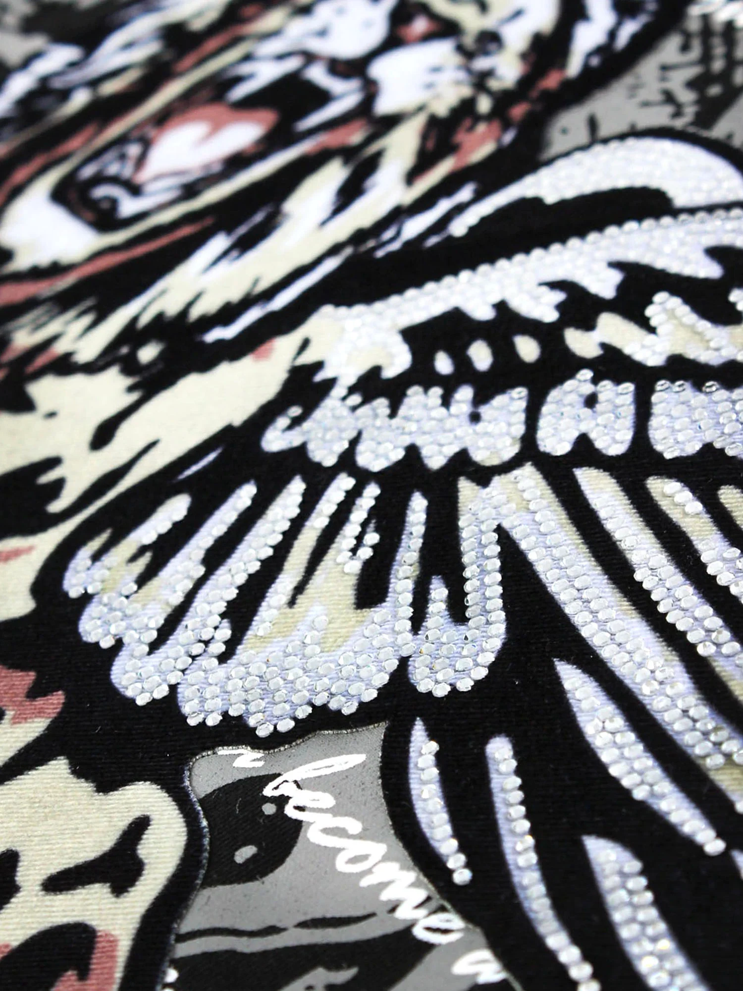 Lion Angel Crystal Embellished Graphic T-Shirt - Image 6