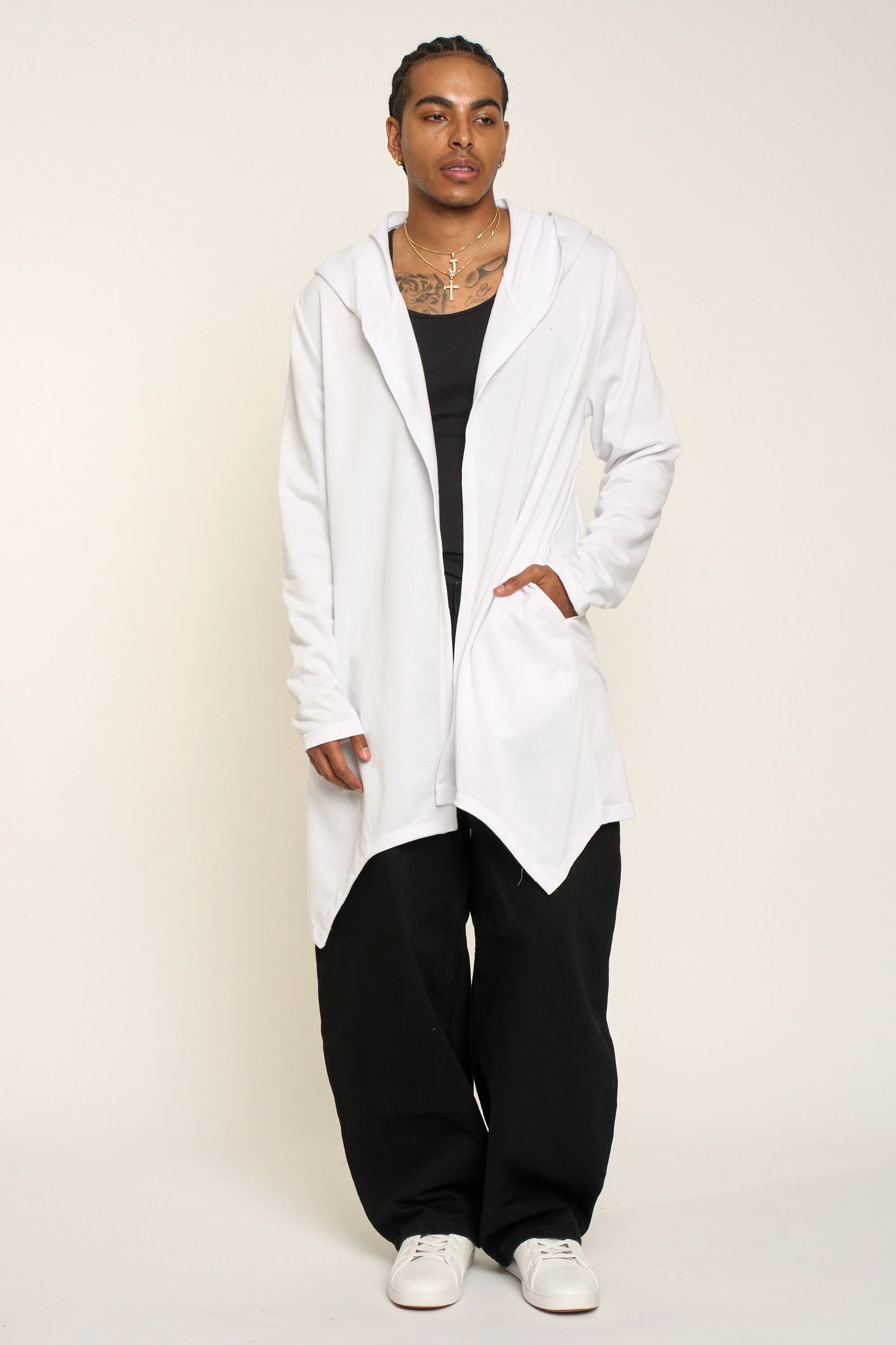 Long Length Drape Cape Cardigan Hoodie - Image 11