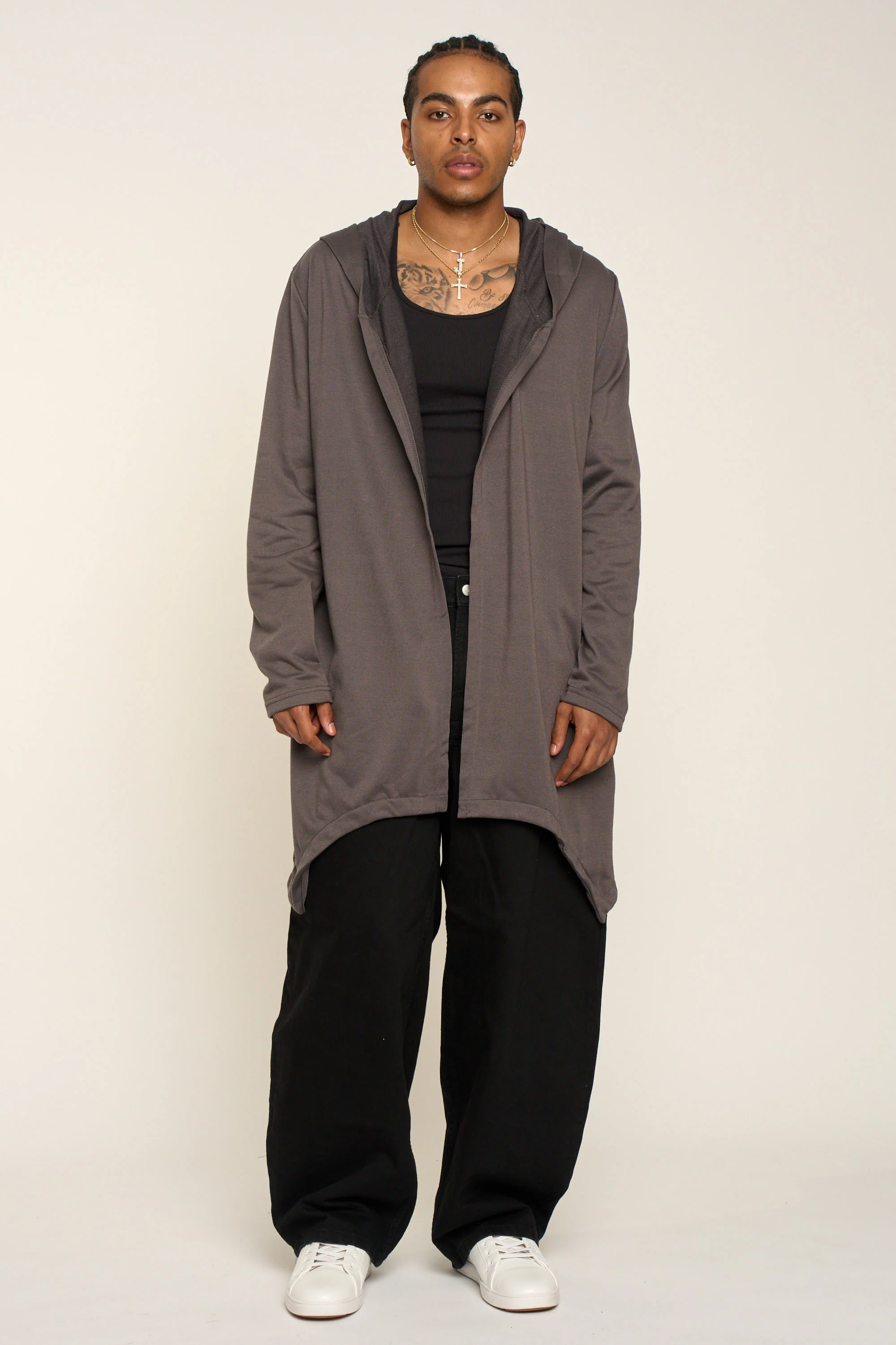 Long Length Drape Cape Cardigan Hoodie - Image 17