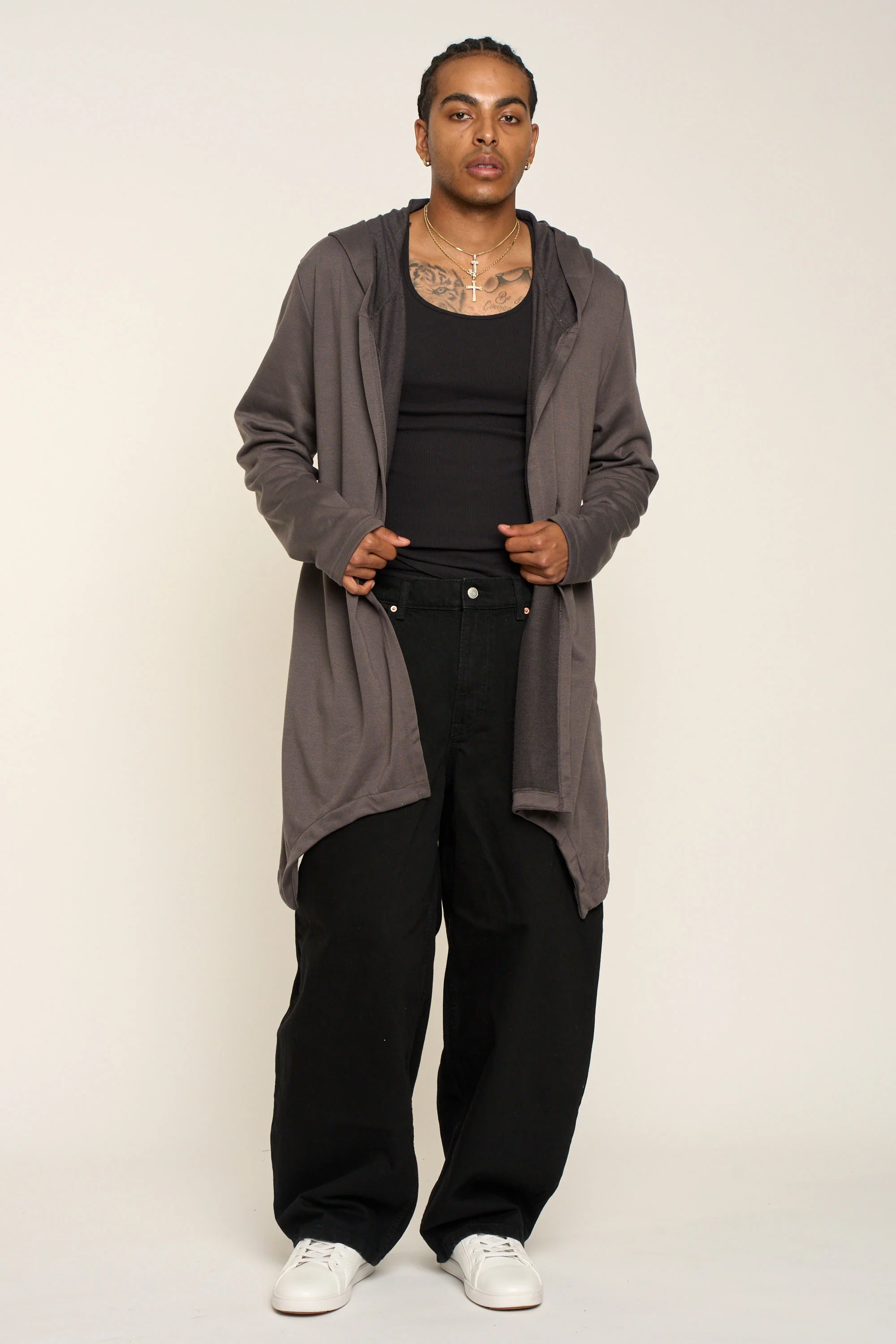 Long Length Drape Cape Cardigan Hoodie - Image 18