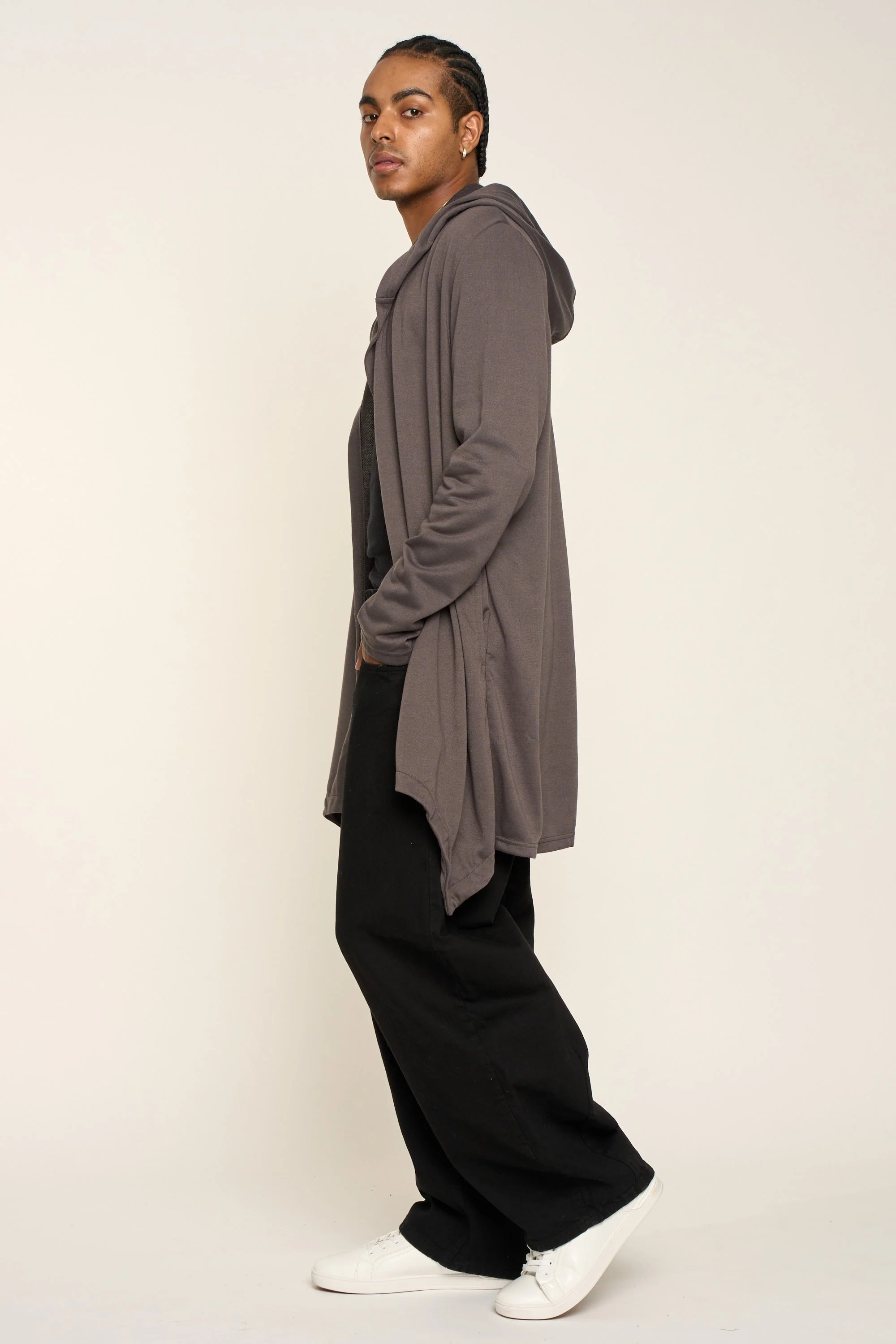 Long Length Drape Cape Cardigan Hoodie - Image 19