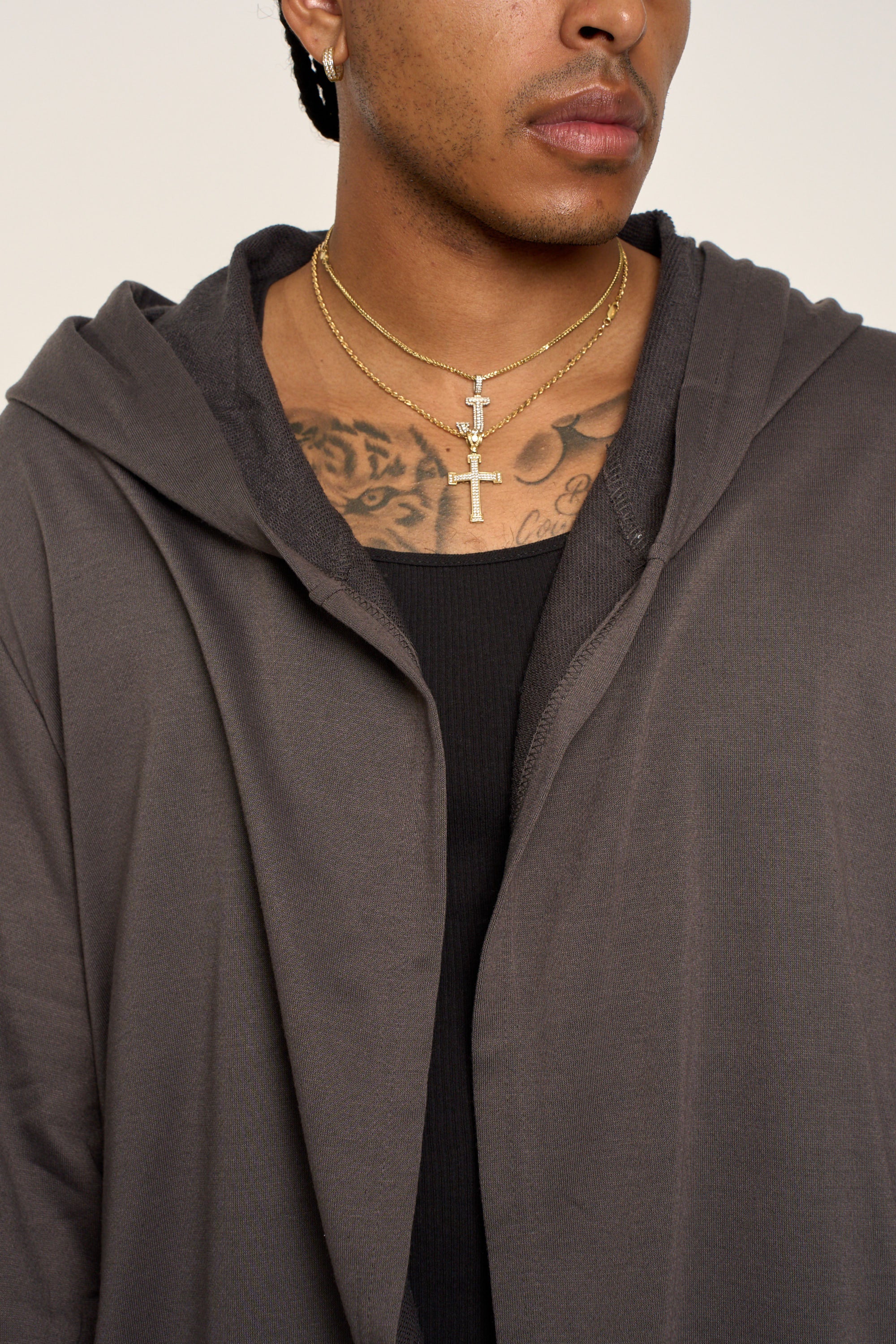 Long Length Drape Cape Cardigan Hoodie - Image 22