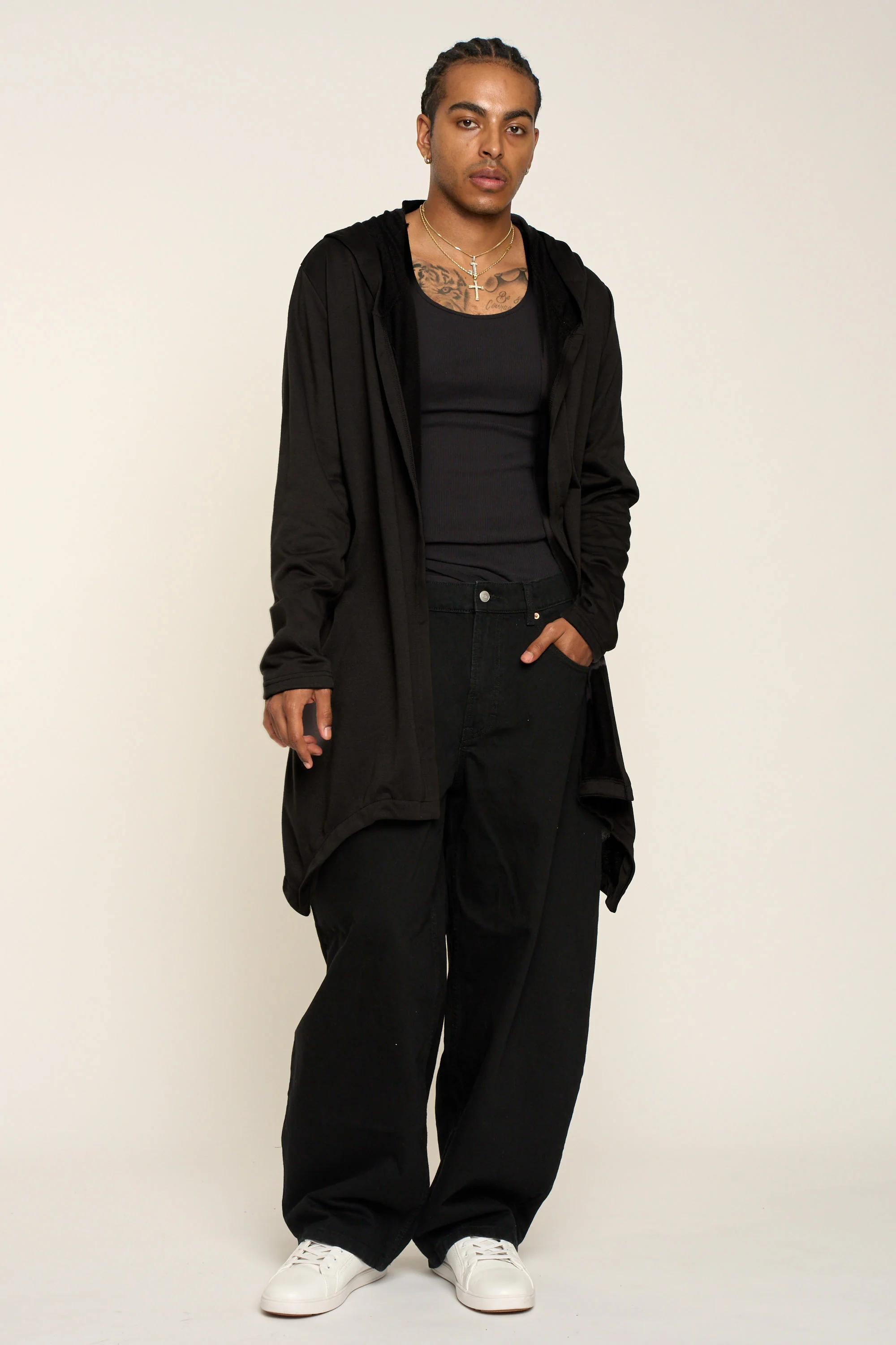 Long Length Drape Cape Cardigan Hoodie - Image 25