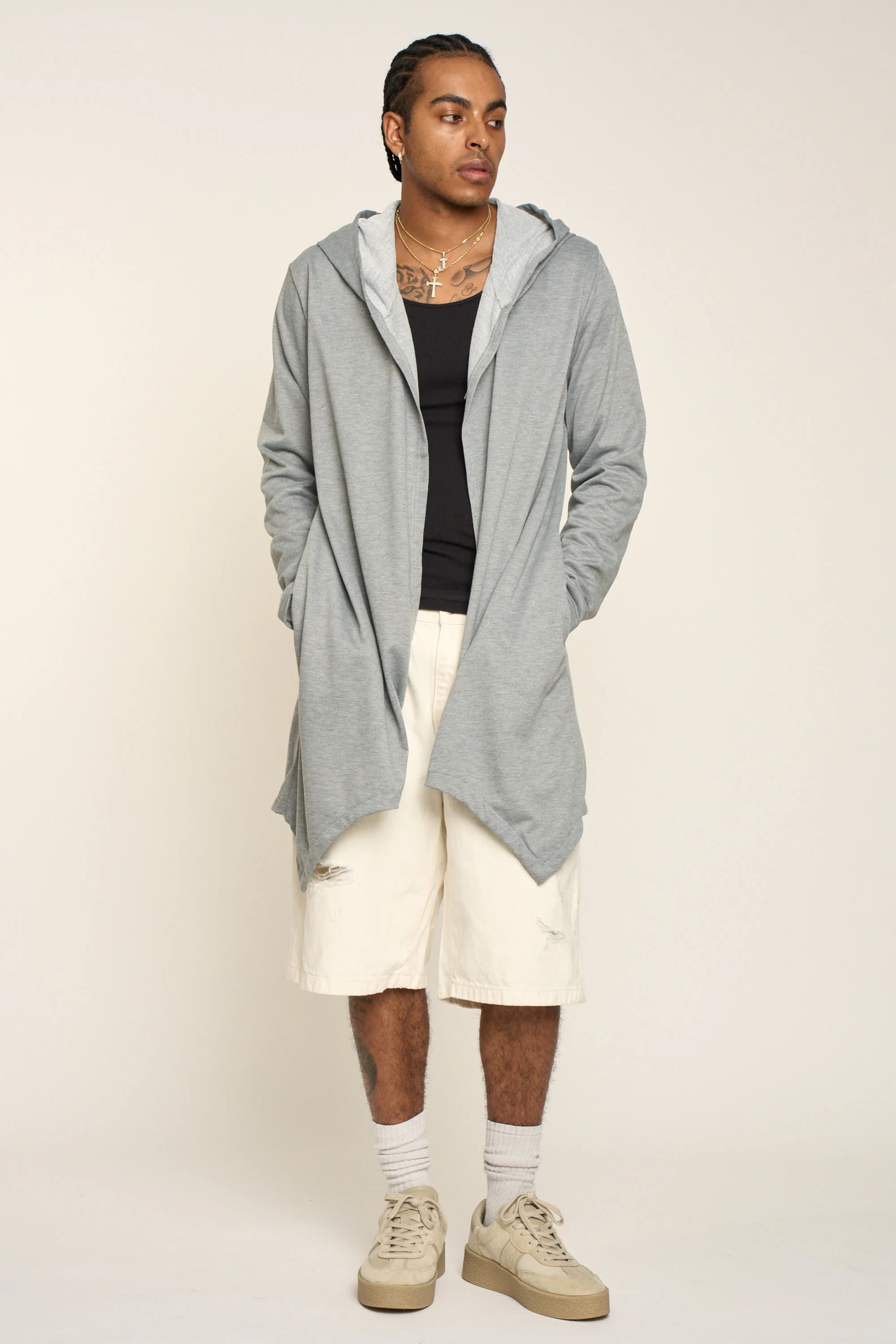 Long Length Drape Cape Cardigan Hoodie - Image 31