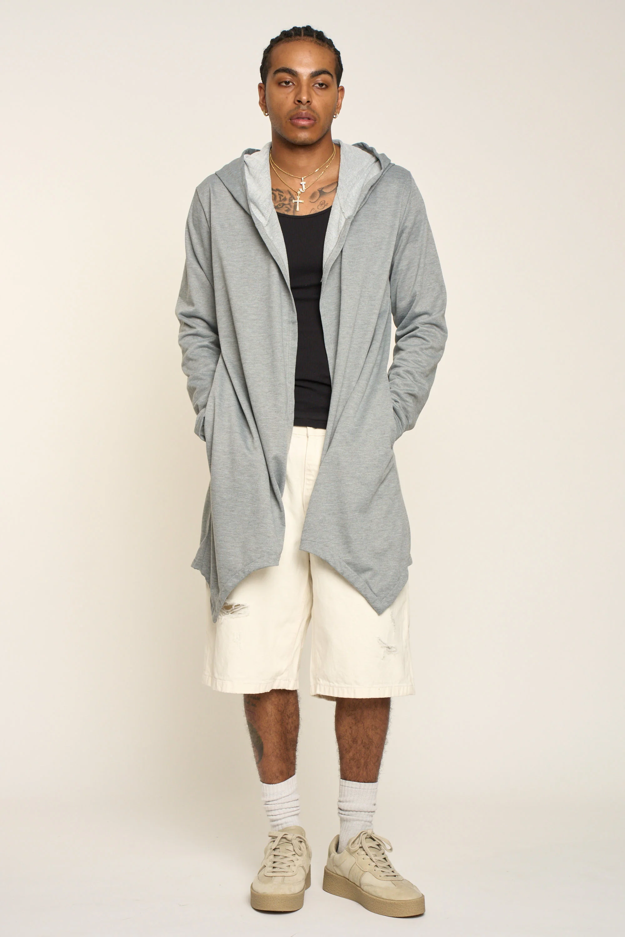 Long Length Drape Cape Cardigan Hoodie - Image 32