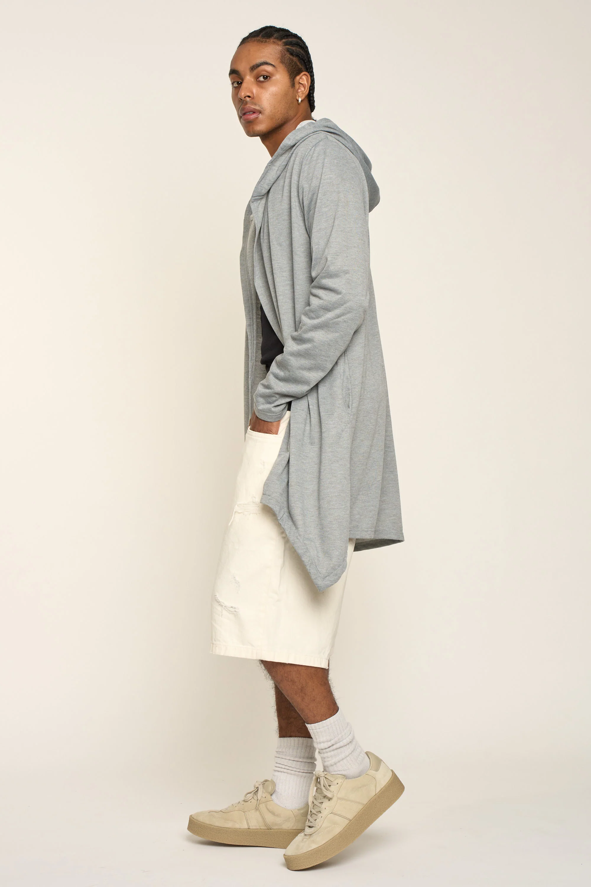Long Length Drape Cape Cardigan Hoodie - Image 34