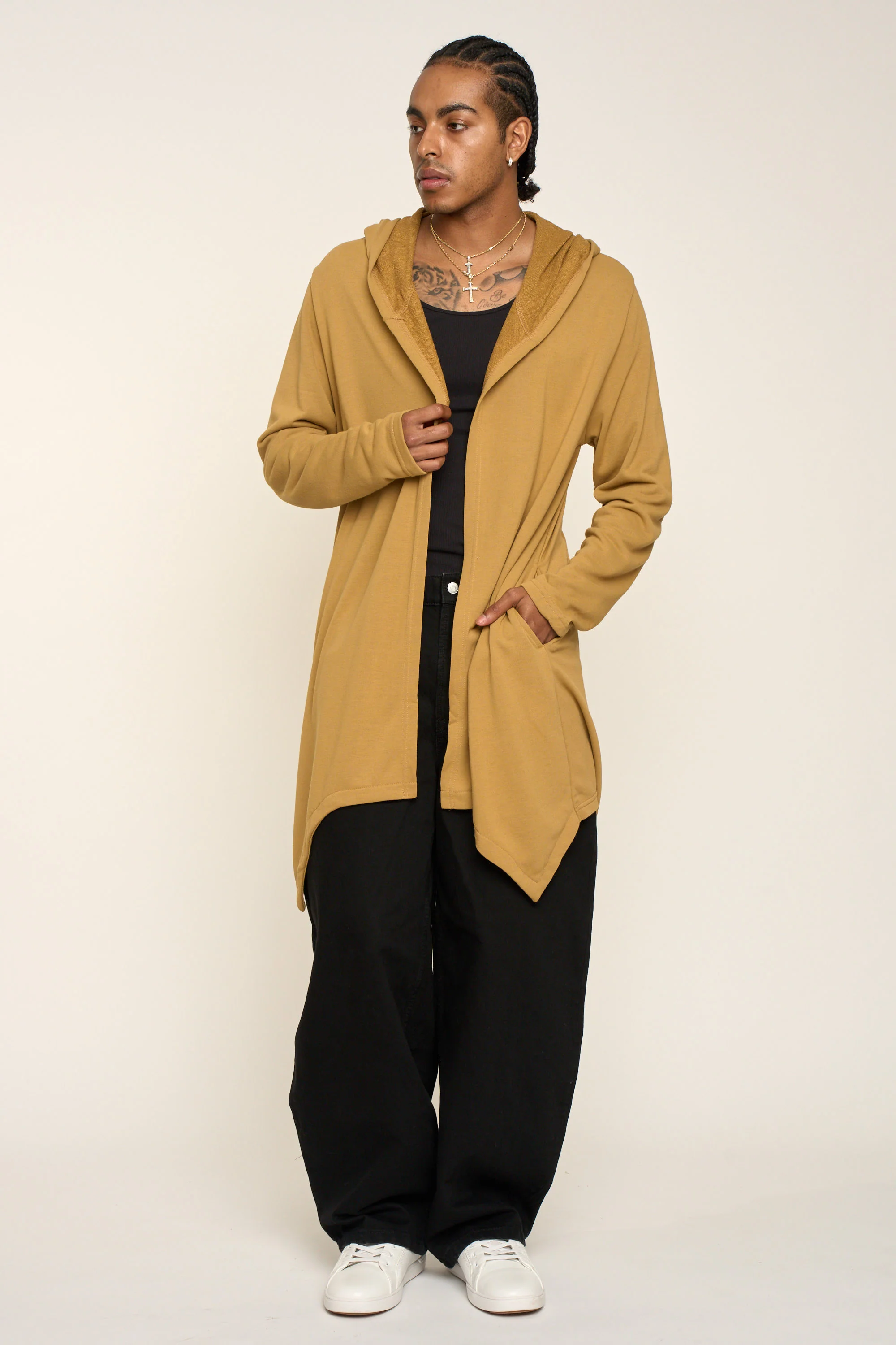 Long Length Drape Cape Cardigan Hoodie - Image 4