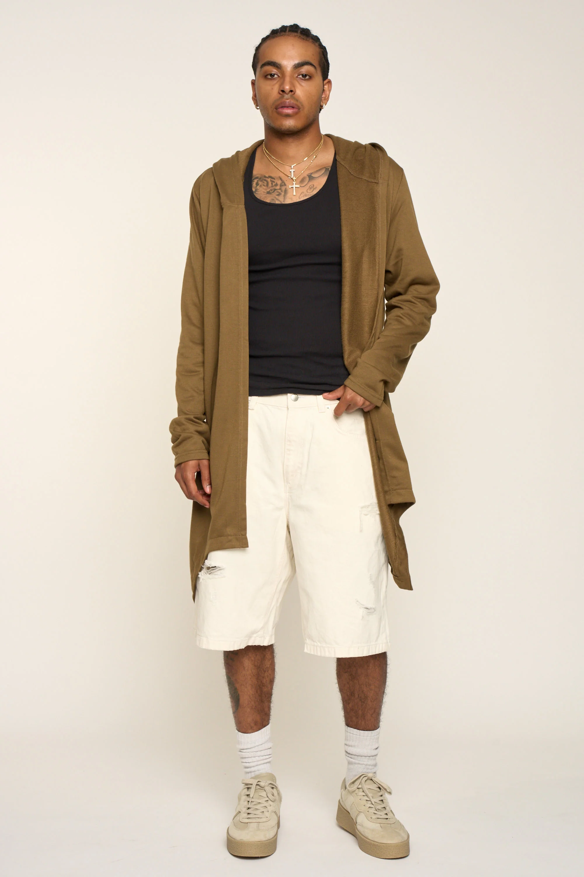 Long Length Drape Cape Cardigan Hoodie - Image 41