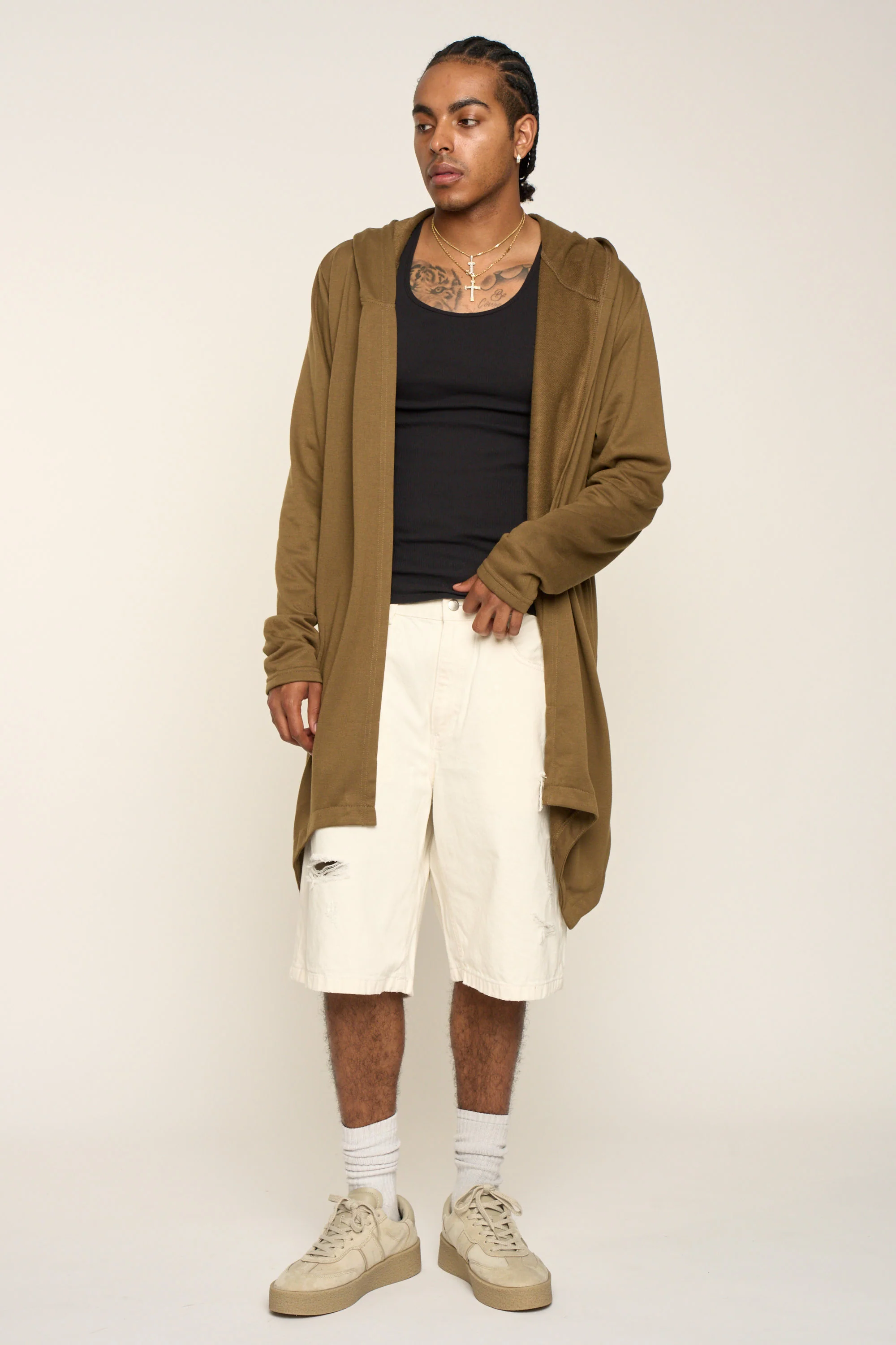 Long Length Drape Cape Cardigan Hoodie - Image 42