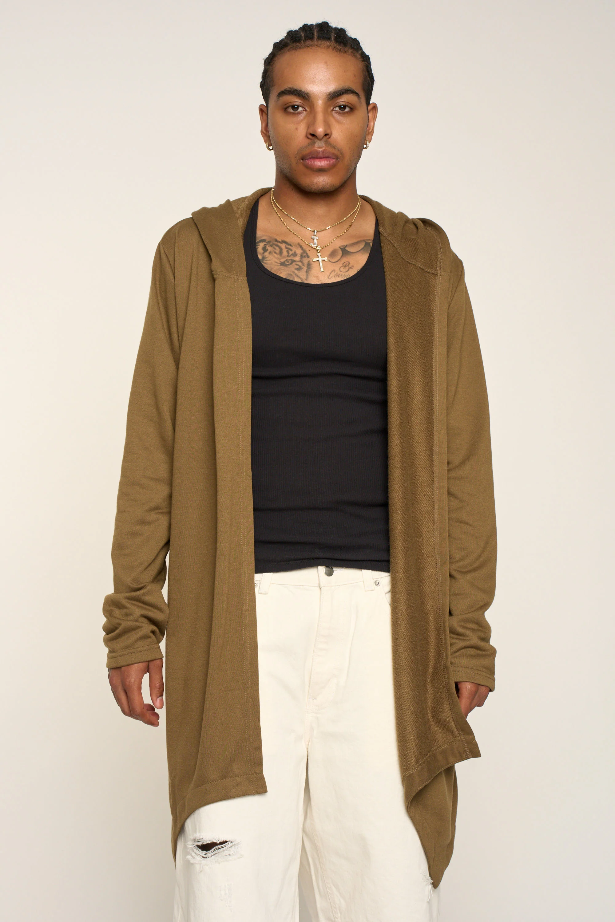 Long Length Drape Cape Cardigan Hoodie - Image 43