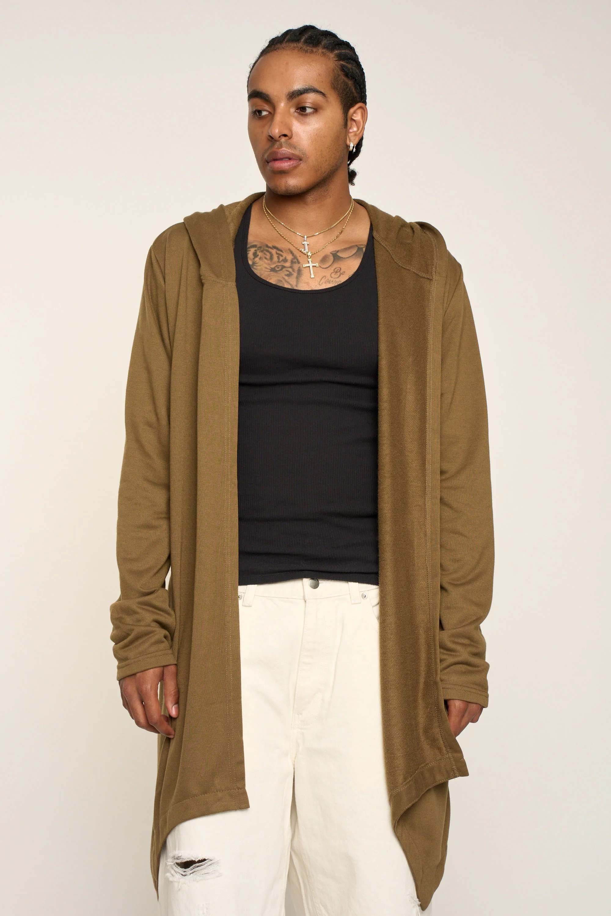 Long Length Drape Cape Cardigan Hoodie - Image 44