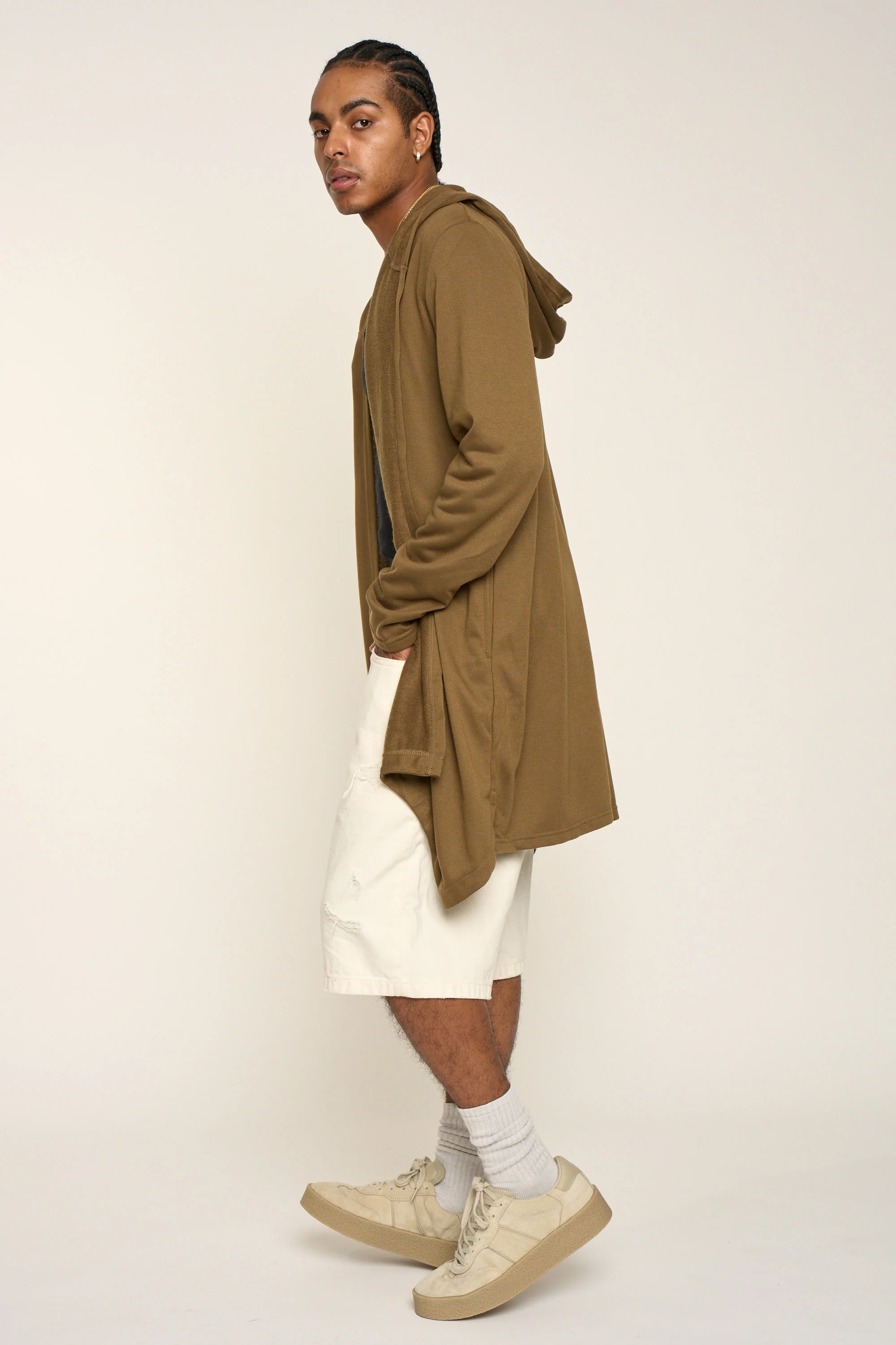Long Length Drape Cape Cardigan Hoodie - Image 45