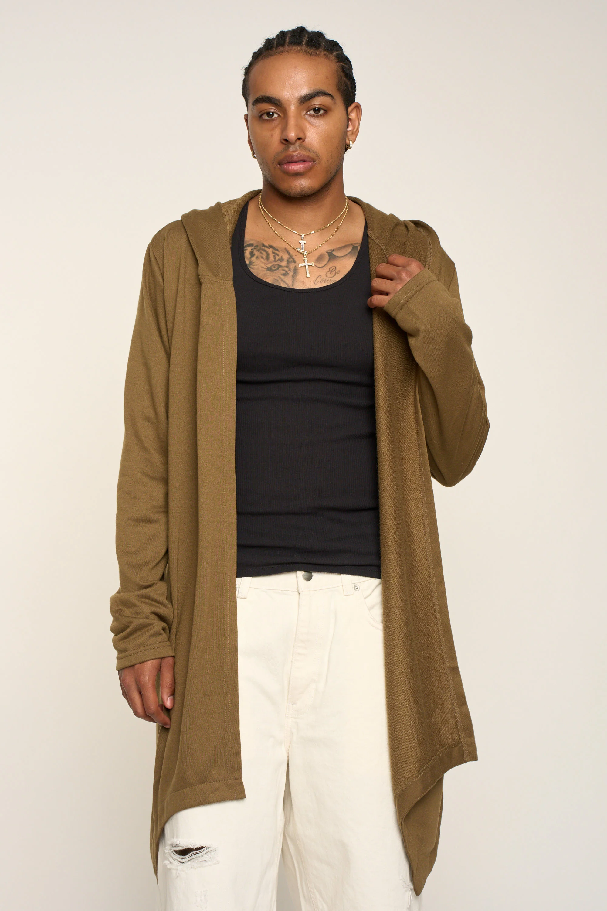 Long Length Drape Cape Cardigan Hoodie - Image 46