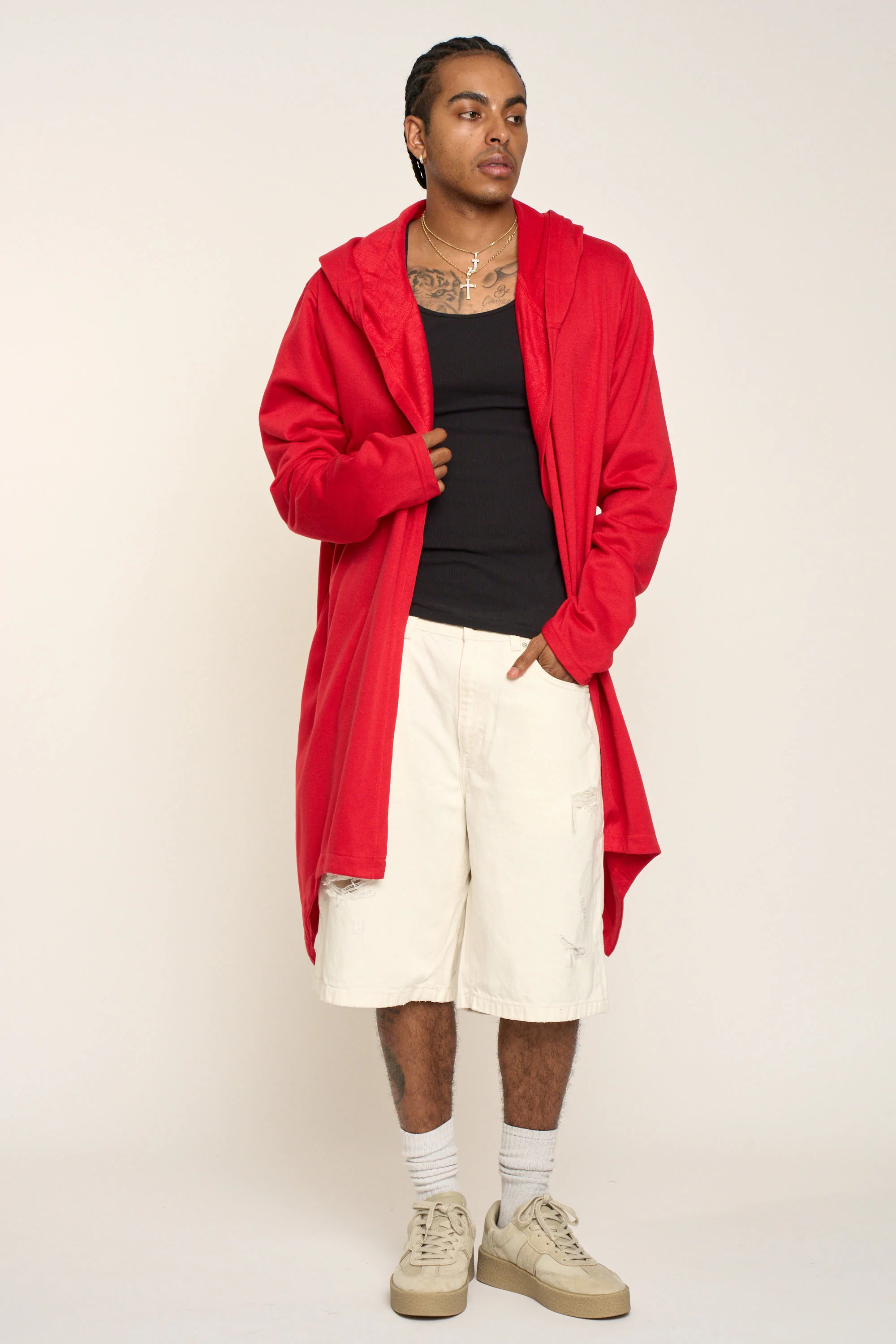 Long Length Drape Cape Cardigan Hoodie - Image 52