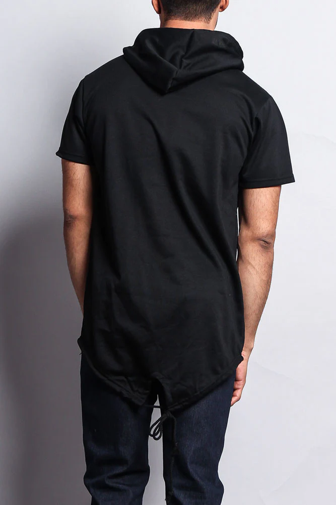 Long Length Short Sleeve Fishtail Pullover Hoodie - Image 11