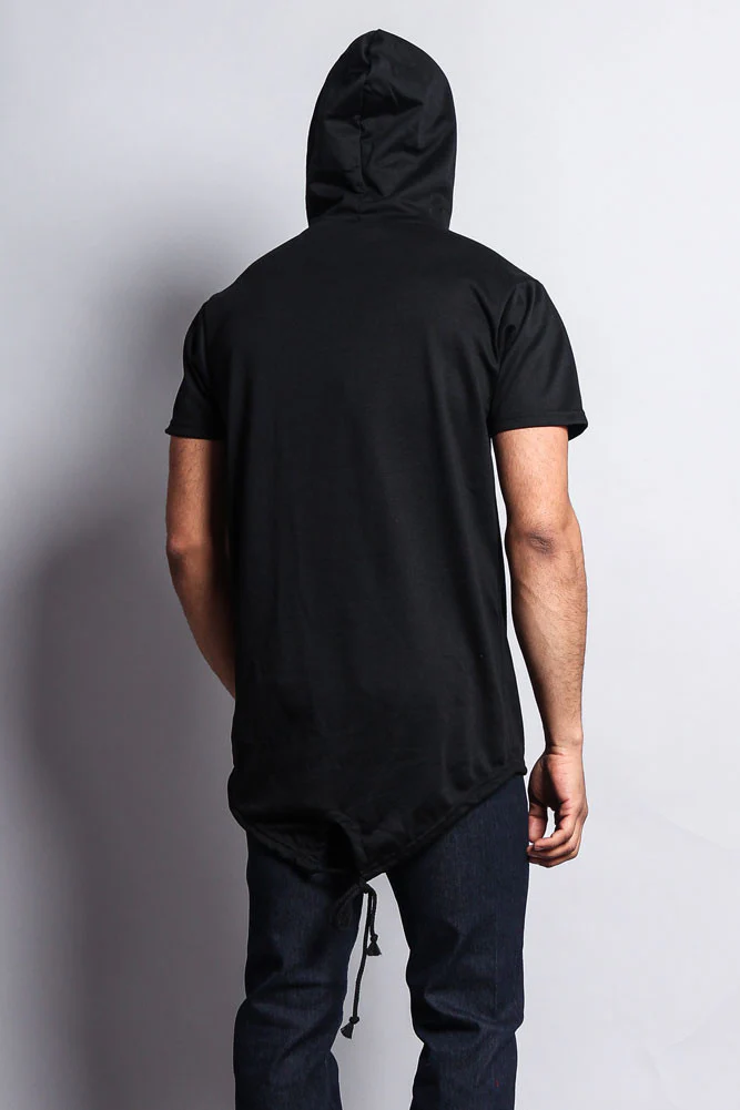 Long Length Short Sleeve Fishtail Pullover Hoodie - Image 13