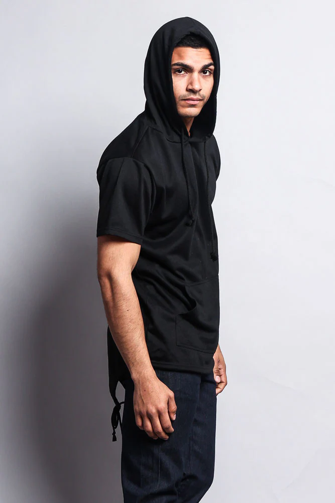 Long Length Short Sleeve Fishtail Pullover Hoodie - Image 14