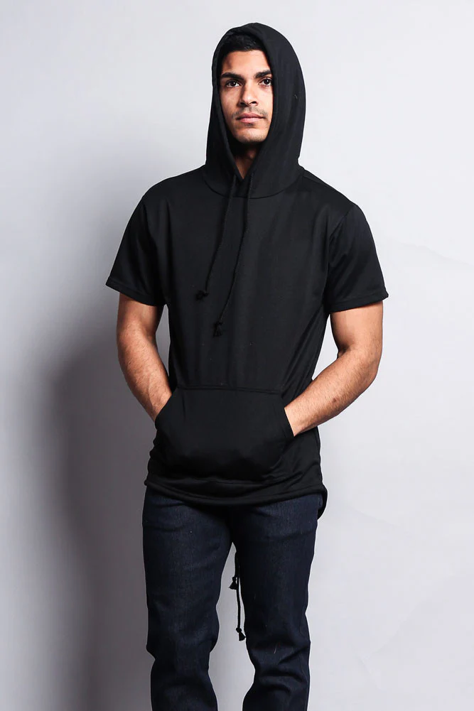 Long Length Short Sleeve Fishtail Pullover Hoodie - Image 15