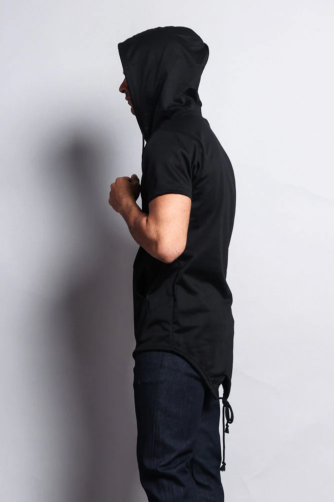 Long Length Short Sleeve Fishtail Pullover Hoodie - Image 16