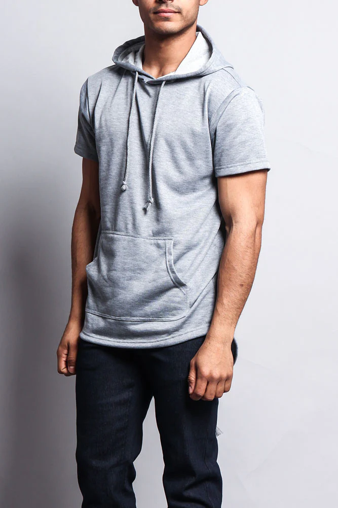 Long Length Short Sleeve Fishtail Pullover Hoodie - Image 17