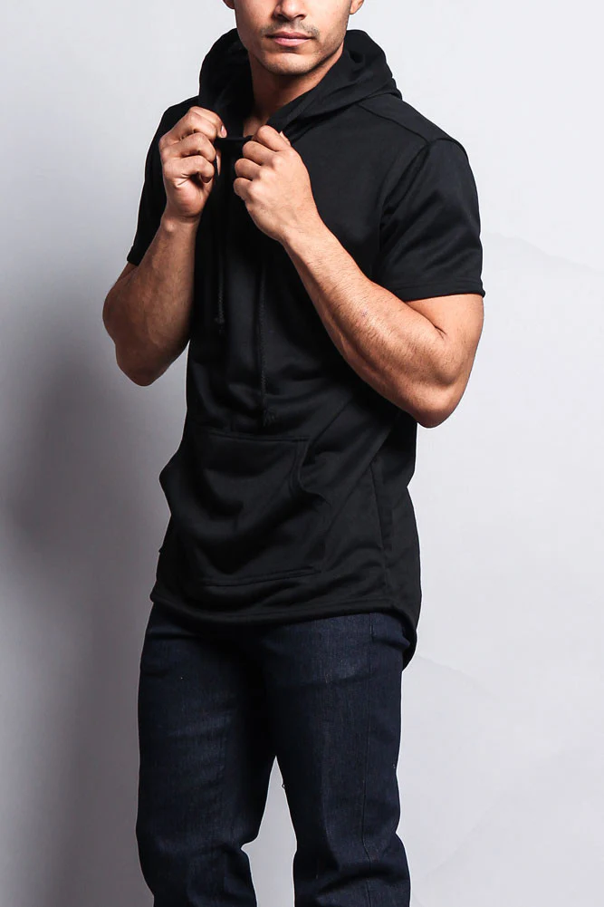 Long Length Short Sleeve Fishtail Pullover Hoodie - Image 18