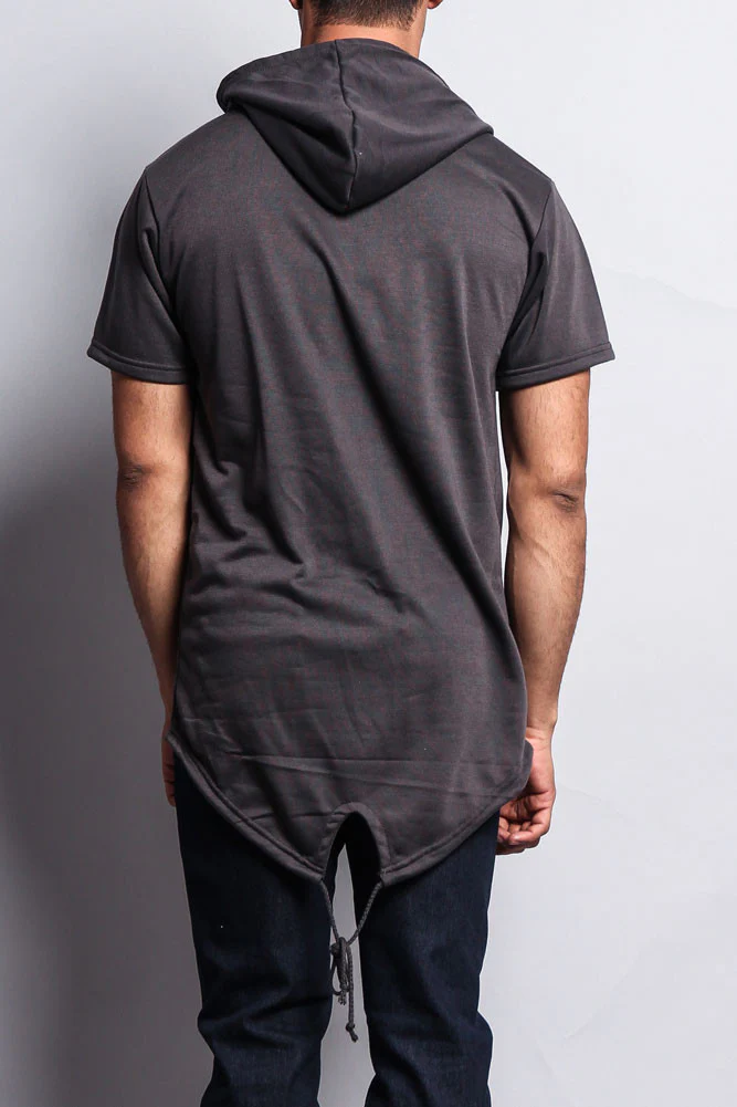 Long Length Short Sleeve Fishtail Pullover Hoodie - Image 20