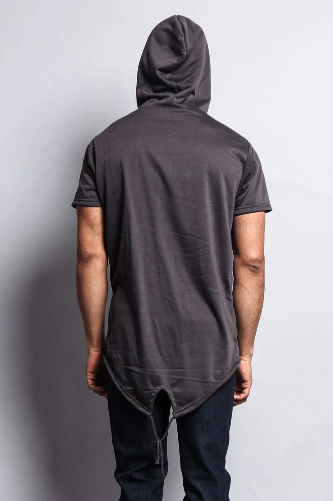 Long Length Short Sleeve Fishtail Pullover Hoodie - Image 21