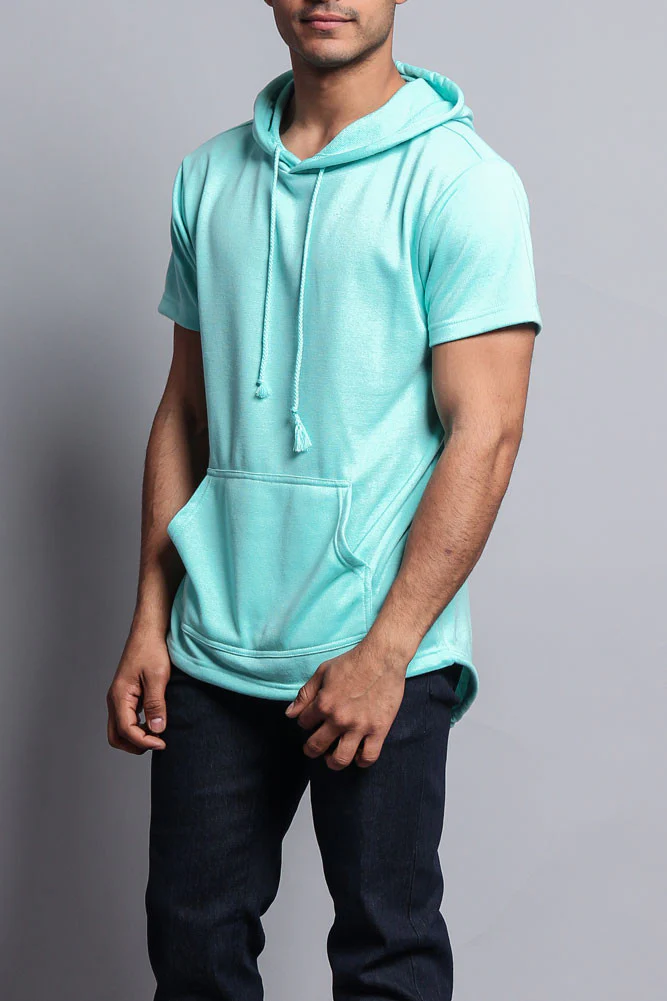 Long Length Short Sleeve Fishtail Pullover Hoodie - Image 22