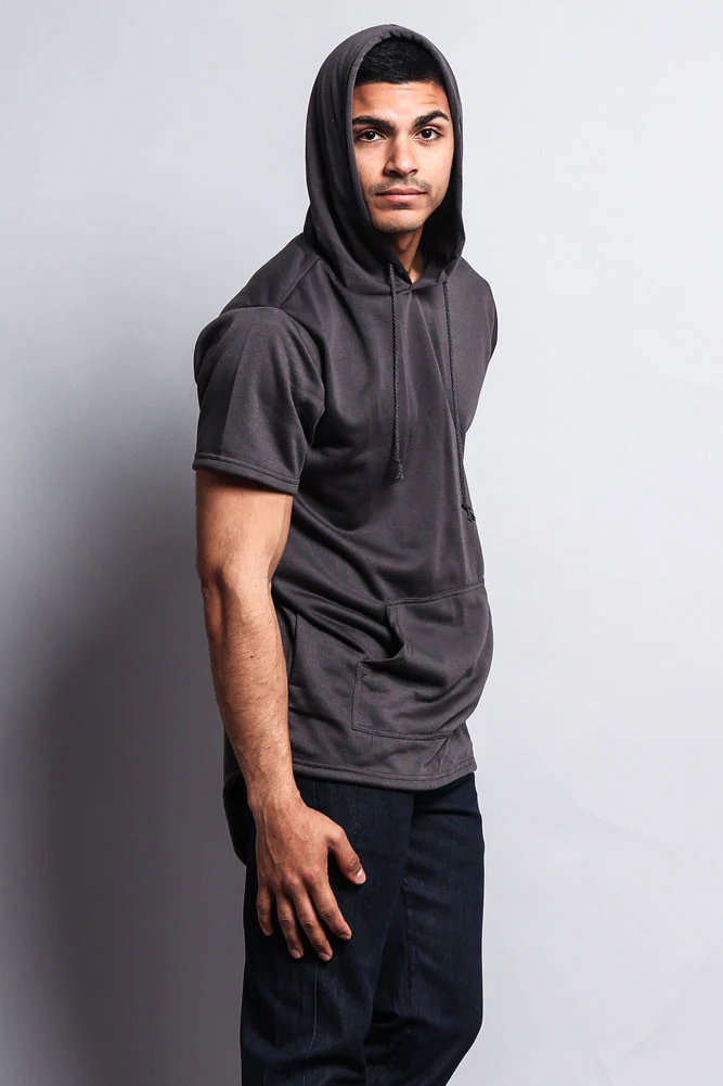 Long Length Short Sleeve Fishtail Pullover Hoodie - Image 23