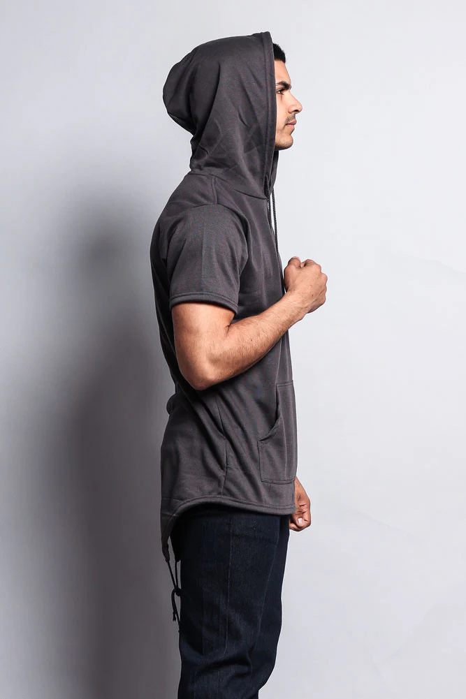 Long Length Short Sleeve Fishtail Pullover Hoodie - Image 24
