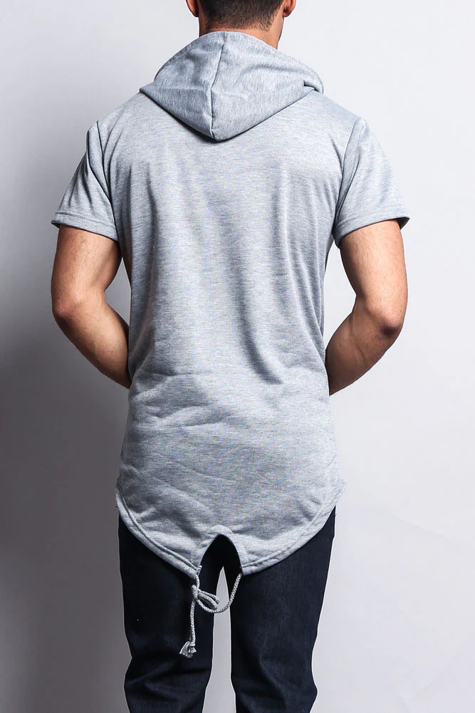 Long Length Short Sleeve Fishtail Pullover Hoodie - Image 29