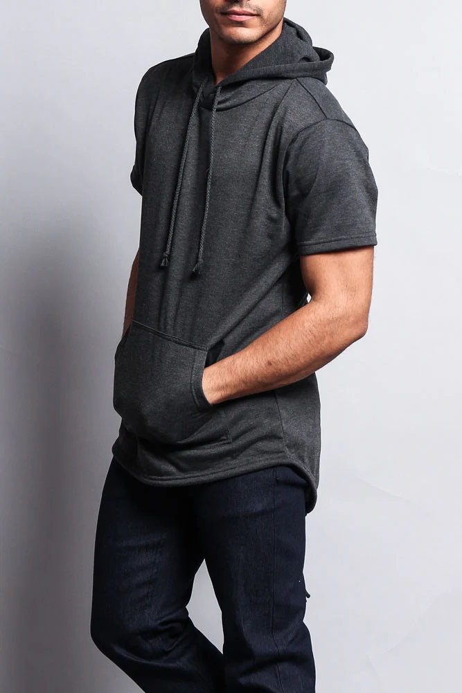 Long Length Short Sleeve Fishtail Pullover Hoodie - Image 3