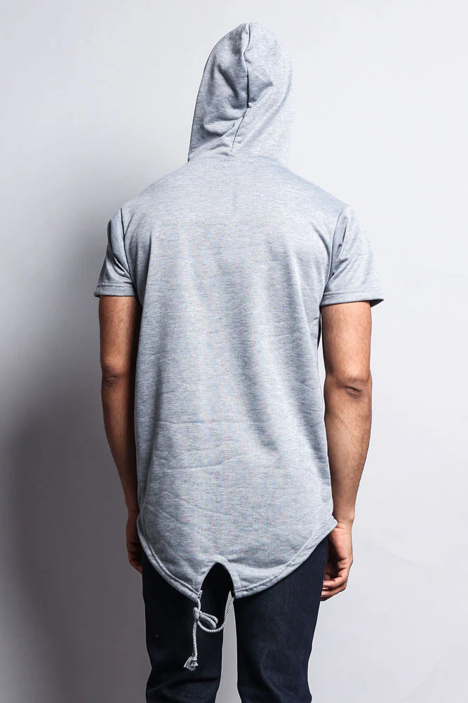 Long Length Short Sleeve Fishtail Pullover Hoodie - Image 30