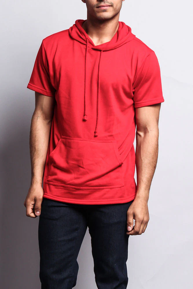 Long Length Short Sleeve Fishtail Pullover Hoodie - Image 32