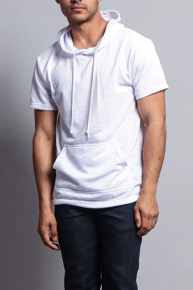 Long Length Short Sleeve Fishtail Pullover Hoodie - Image 37