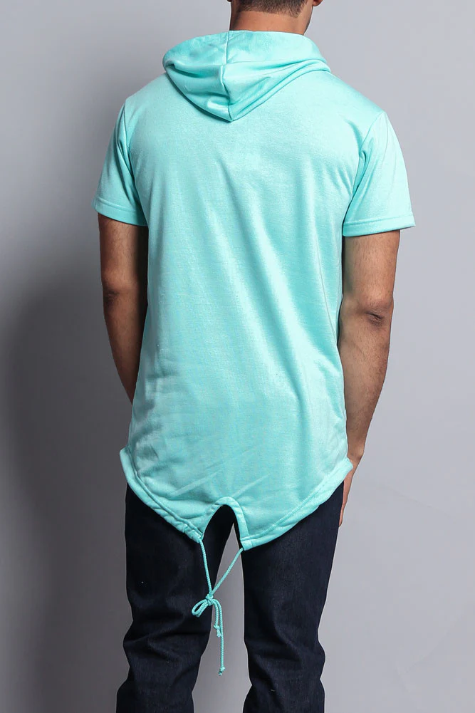 Long Length Short Sleeve Fishtail Pullover Hoodie - Image 38