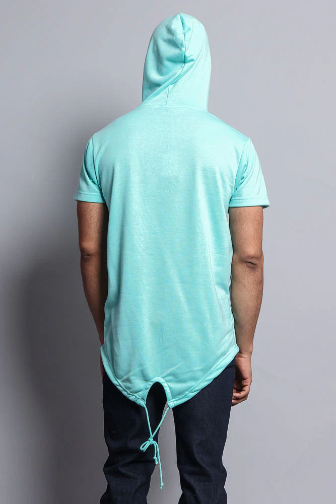 Long Length Short Sleeve Fishtail Pullover Hoodie - Image 39