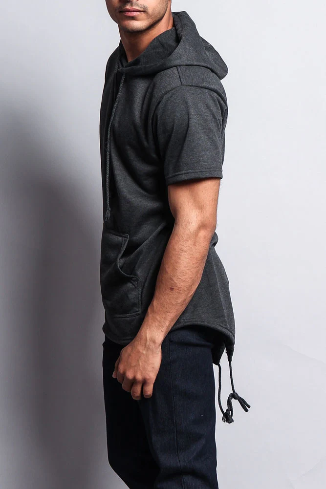 Long Length Short Sleeve Fishtail Pullover Hoodie - Image 4