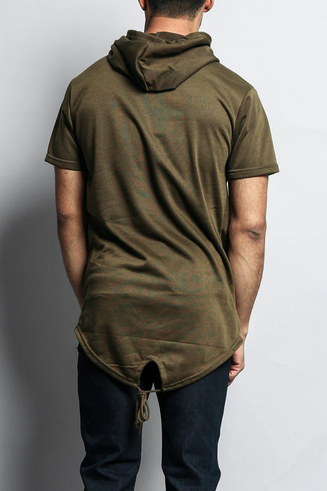 Long Length Short Sleeve Fishtail Pullover Hoodie - Image 45
