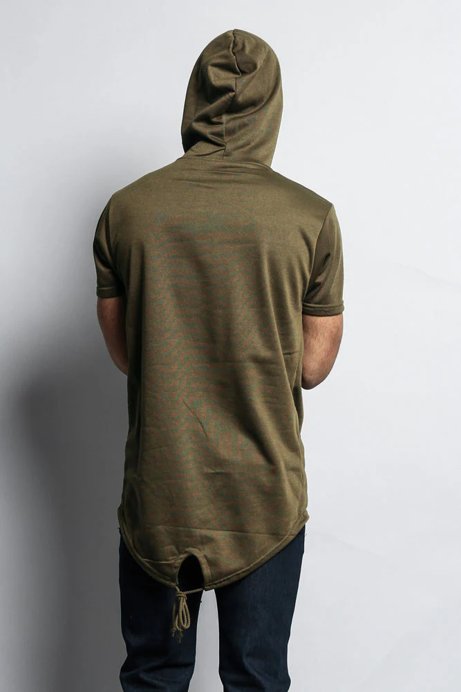 Long Length Short Sleeve Fishtail Pullover Hoodie - Image 46