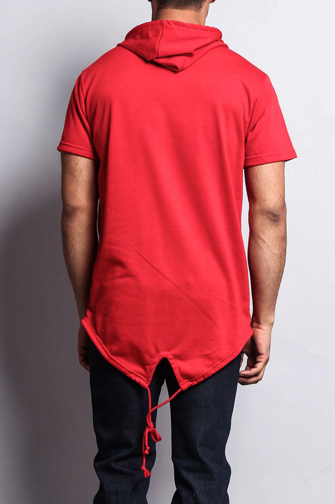 Long Length Short Sleeve Fishtail Pullover Hoodie - Image 52