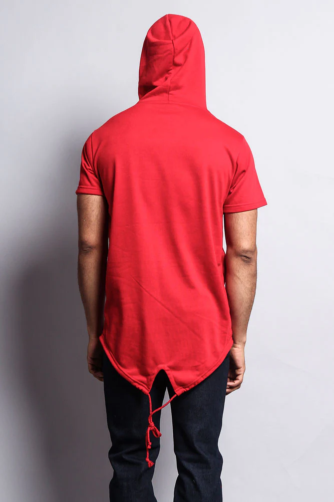 Long Length Short Sleeve Fishtail Pullover Hoodie - Image 53