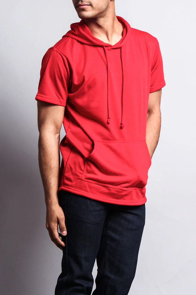 Long Length Short Sleeve Fishtail Pullover Hoodie - Image 57