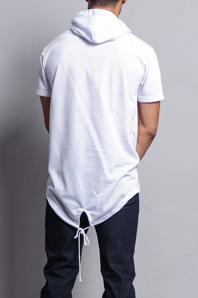 Long Length Short Sleeve Fishtail Pullover Hoodie - Image 59