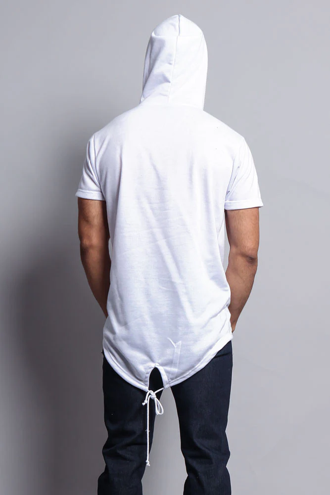 Long Length Short Sleeve Fishtail Pullover Hoodie - Image 60