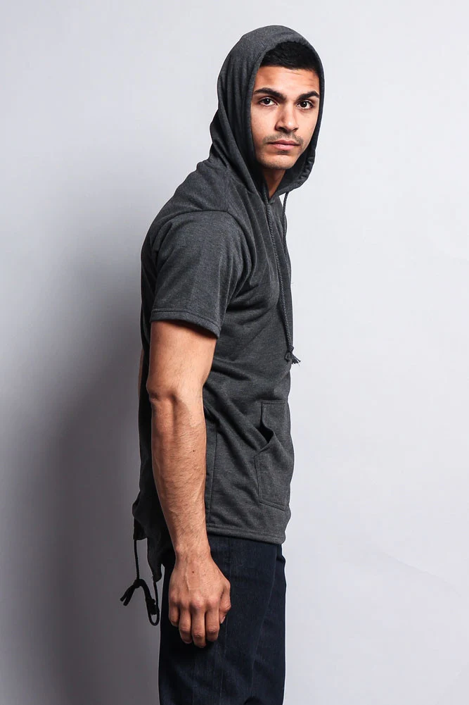 Long Length Short Sleeve Fishtail Pullover Hoodie - Image 7