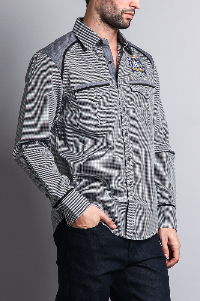 Long Sleeve Checkered Button Up Shirt - Image 4