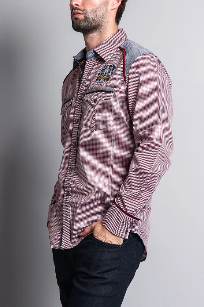 Long Sleeve Checkered Button Up Shirt - Image 8