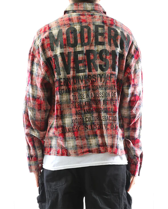Long Sleeve Washed Flannel Crop Top Button Down Shirt With Rhinestone Embellishments - Image 10