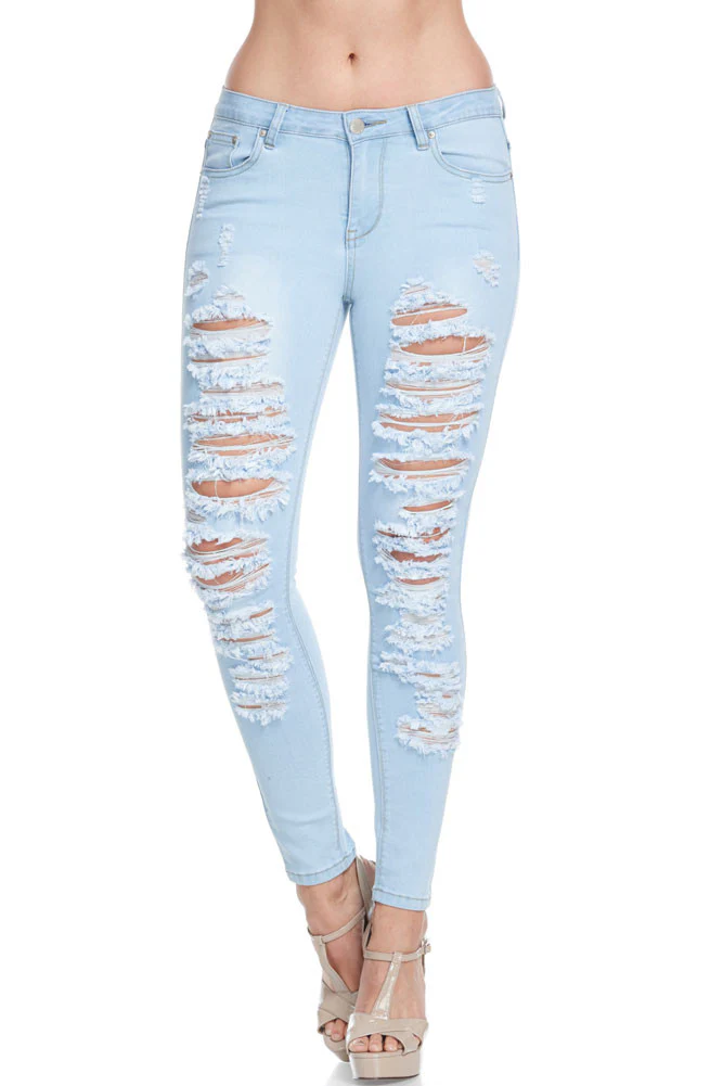 Low-Rise Destroyed Skinny Jeans - Image 2